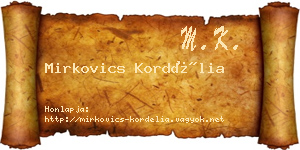 Mirkovics Kordélia névjegykártya